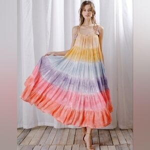 Storia Tie Dye Ombre Tiered Maxi Dress